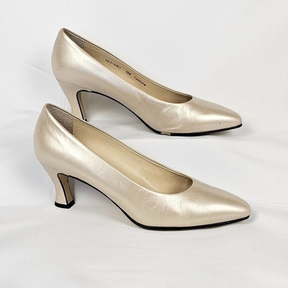 Worthington Soft Collection Jill 2.5" Heels 8.5M Cream Gold Business Casual Shoe - Picture 3 of 16